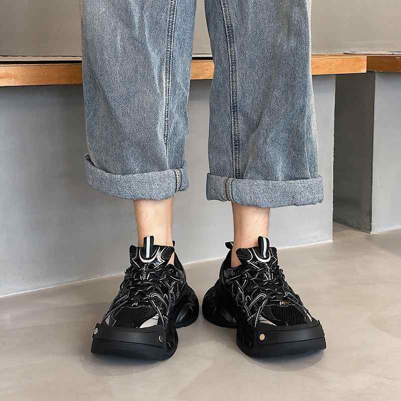 スニーカー メンズ 成人男性 老・別鞋 ダッドシューズ 厚底 ウォーキング 運動すること靴 通気性 軽さ 普段使い走り 心地よい 置き目とり捨てる スピード競技引きあげる ラウンドトゥ 合皮 異原料品 うつり変わり バイ色合い 黒いこと ベージュ 薄墨色 オール時節