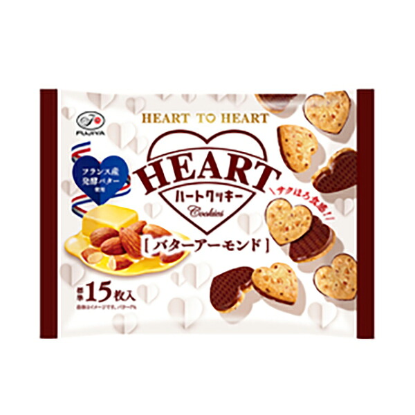 不二家 ハートクッキー(バターアーモンド) 108g(個装紙込み) 18コ入り 2025/11/25発売 (4902555278360)|おかしのマーチ