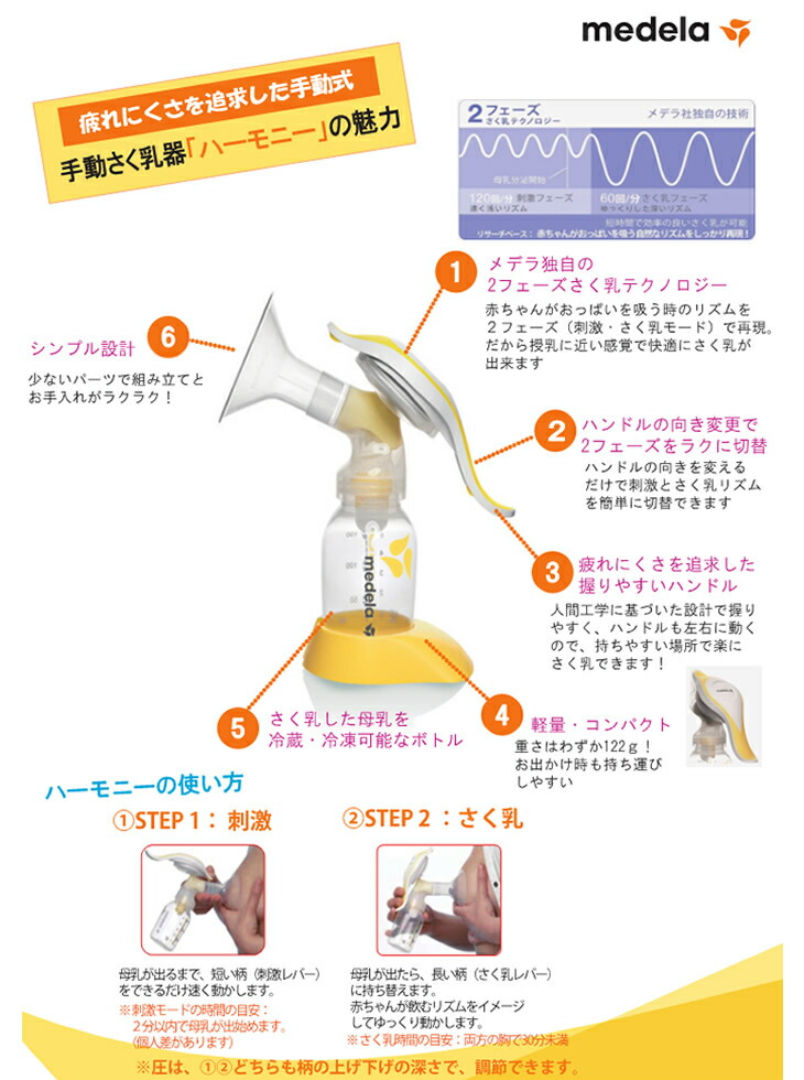 メデラ 日冊約束代物 諧調 手動屏胸ボウル Medela Harmony カーム随従 ブラパッド付き 無雑雨水 本付き 正規品 貨物輸送無料 Alstoncompany Com