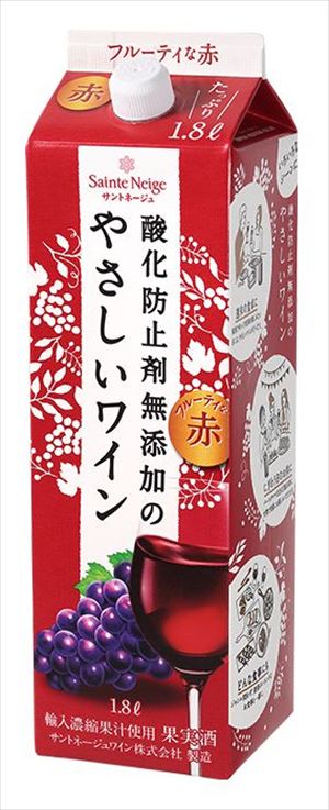 サントネージュ 酸化防止剤無添加のやさしいワイン 赤 紙パック 1800ml×6本