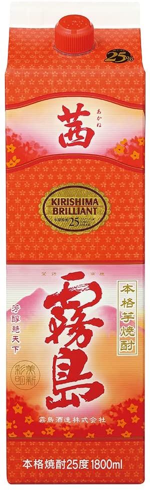 霧島酒造 茜霧島 パック 焼酎 25度 宮崎県 1800ml×6本