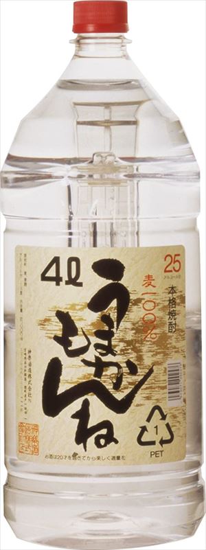 神楽酒造 うまかもんね 麦 ペット 焼酎 25度 宮崎県 4000ml×4本