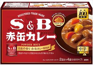 送料無料 エスビー食品 赤缶カレーパウダールウ 中辛 152g×24個