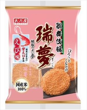 【楽天市場】送料無料 天乃屋 歌舞伎揚瑞夢えび味(6枚入り)×12個:御用蔵 大川