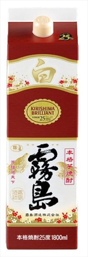 霧島酒造 白霧島 25度 パック 1800ml×6本