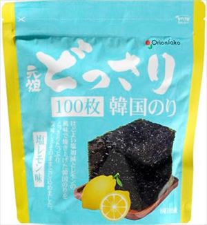 送料無料 オリオンジャコー 元祖どっさり韓国のり 塩レモン味(100枚)&times;18袋｜御用蔵 大川