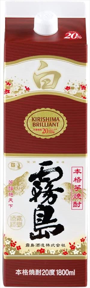 霧島酒造 白霧島 芋 20度 宮崎県 パック 1800ml×6本いも焼酎