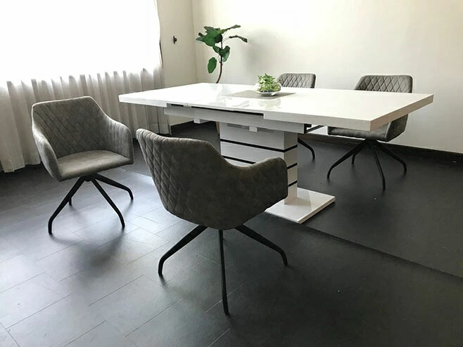 10%offクーポン配布中 ダイニングセット 5点 伸長式テーブル 伸縮 4人用 4人掛け シエナ エクステンションテーブル ダイニングチェア 回転チェア モダン 食卓 160ナポリ 送料無料 (東北・北海道 ・沖縄・離島を除く)|大川家具サンセー