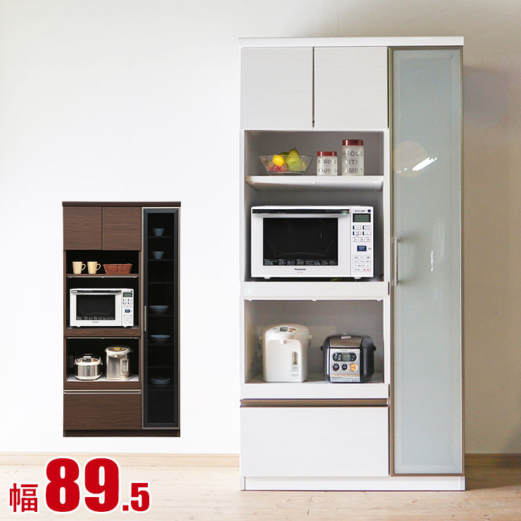 ★ P3倍 マラソン限定 ★ 食器棚 大川家具 レンジ台 コンパクト ジプシー 幅89.5cm ホワイト柾目 ブラウン木目 カップボード レンジボード ダイニングボード 完成品 日本製 設置無料 完成品 日本製