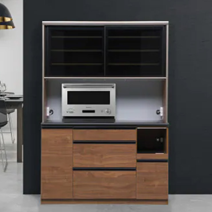 食器棚 完成品 大川家具 キッチンボード カップボード キッチン収納 ダイニングボード ダイニング シンプル おしゃれ ハイタイプ キッチン家電収納 レンジ台 レンジボード 幅139 モイス moiss 引き戸 収納 耐熱性 クロノス 140OP 輸入品