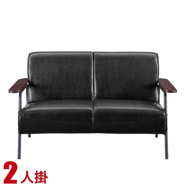 ★1000円OFFクーポン券別れ別れ中★ 長椅子 二人掛 ジョージ 黒いこと バイ役をつけるPVC なめし革 無地 単色 ミッドセンチュリー ヴィンテージ アンティーク 脚付 黒 長椅子 長椅子 リビング長椅子 喫茶店 2P 2人 ふたり 成し遂げる品 インポート品