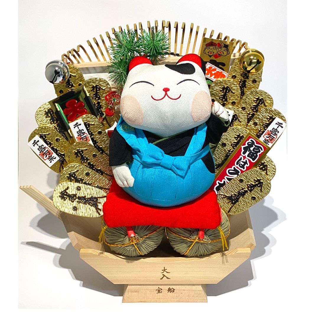 25日限定5 オフクーポン配布中 熊手 しめ飾り オフィス マンション 会社 受付 大 宝船 室内 室内飾り 意味 正月 正月飾り 玄関 玄関飾り 福猫宝船 縁起物 自宅用 酉の市 飾り方 名作 縁起物