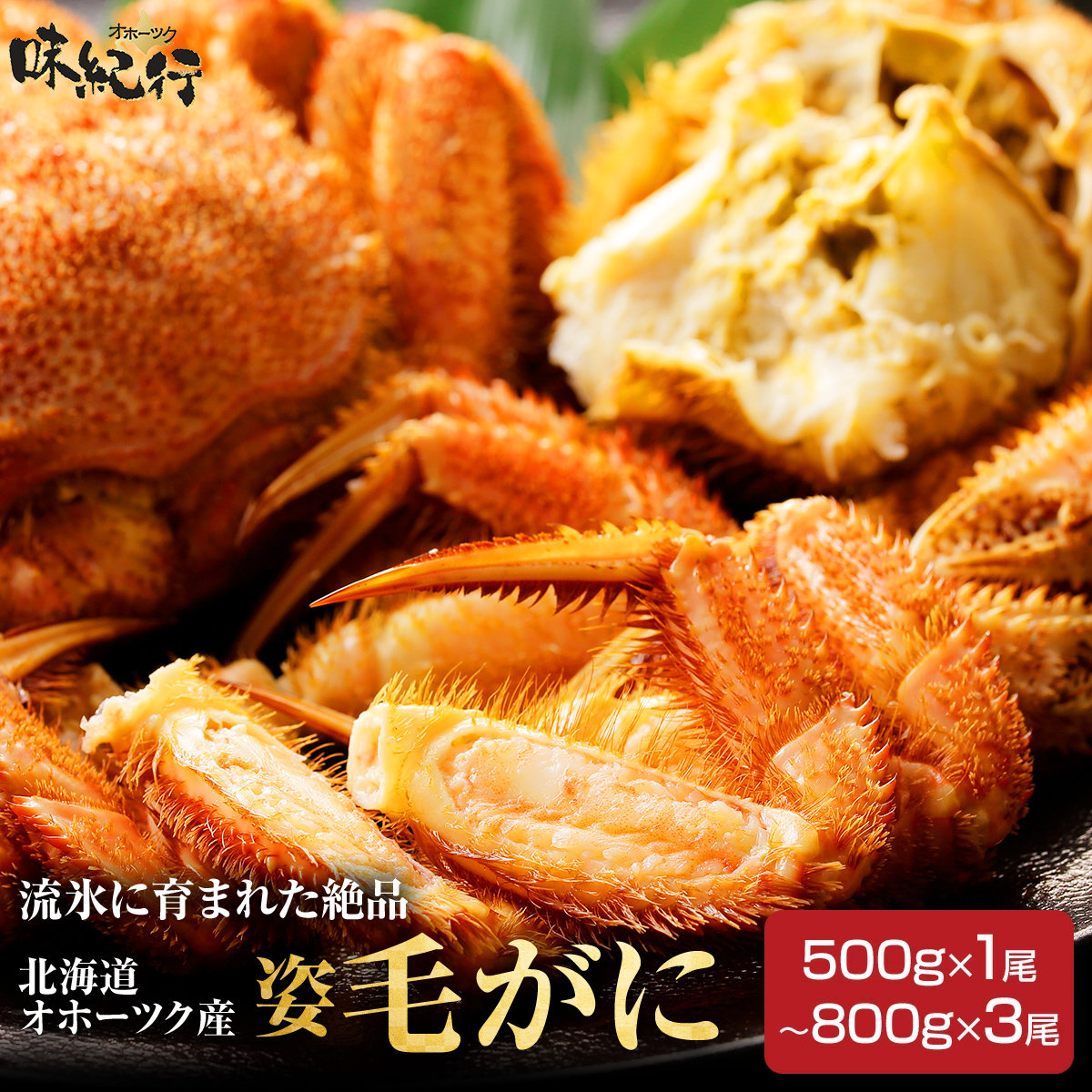 毛ガニ 北海道産 選べる(500g/570g/670g/特大800g×1尾/2尾/3尾) 姿 ボイル 冷凍 毛蟹 送料無料 お取り寄せ オホーツク味紀行