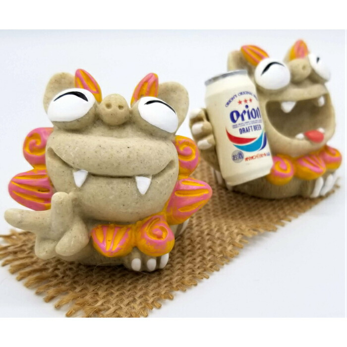 シーサー 置物 金運 オリオンビール 乾杯大笑い ピンク 雑貨 セール かわいい おしゃれ 限定 お土産 沖縄 Marcsdesign Com