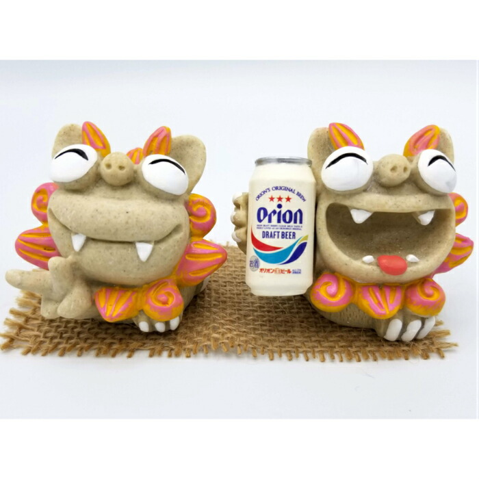 シーサー 置物 金運 オリオンビール 乾杯大笑い ピンク 雑貨 セール かわいい おしゃれ 限定 お土産 沖縄 Marcsdesign Com