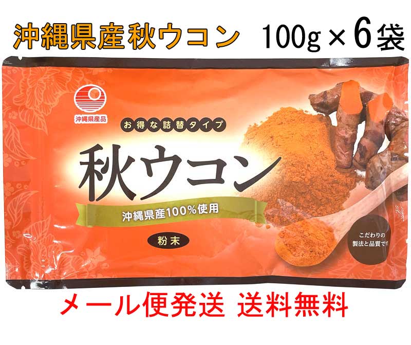 【1位】 比嘉製茶 秋ウコン粉 袋入り100g×6袋 レターパックライト発送 ポスト投函お届け 送料無料 沖縄県産