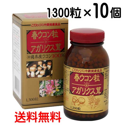 訳あり品送料無料 春ウコン粒 アガリクス茸 1300粒 10個 送料無料 Fucoa Cl