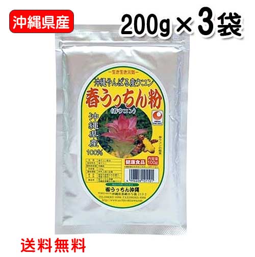 【1位】 ウコン サプリ 粉末 沖縄県産 春うっちん粉 200g入り 3袋セット 詰替えアルミ袋入り 大容量 春ウコン 送料無料 うっちん沖縄