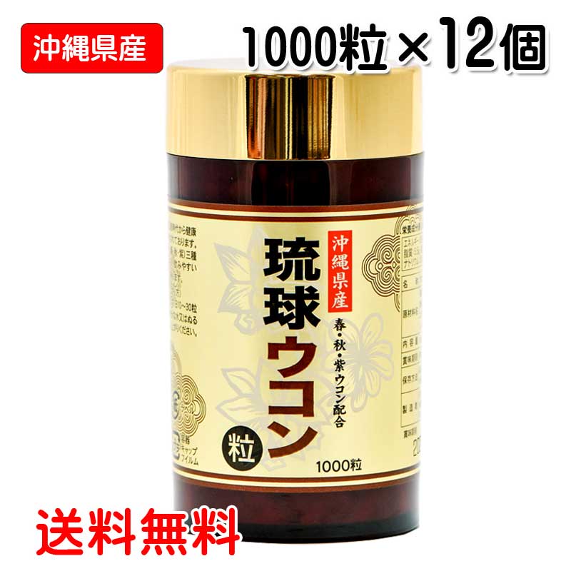 琉球ウコン粒 1000粒×12個 沖縄県産春ウコン・秋ウコン・紫ウコン配合 送料無料 沖縄ウコン販売
