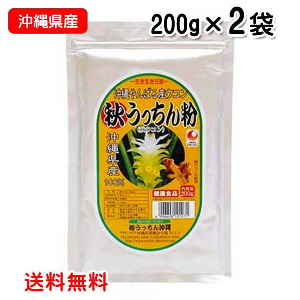 【1位】 ウコン サプリ 粉末 沖縄県産 秋うっちん粉 200g入り 2袋セット 詰替えアルミ袋入り 大容量 秋ウコン 送料無料 うっちん沖縄