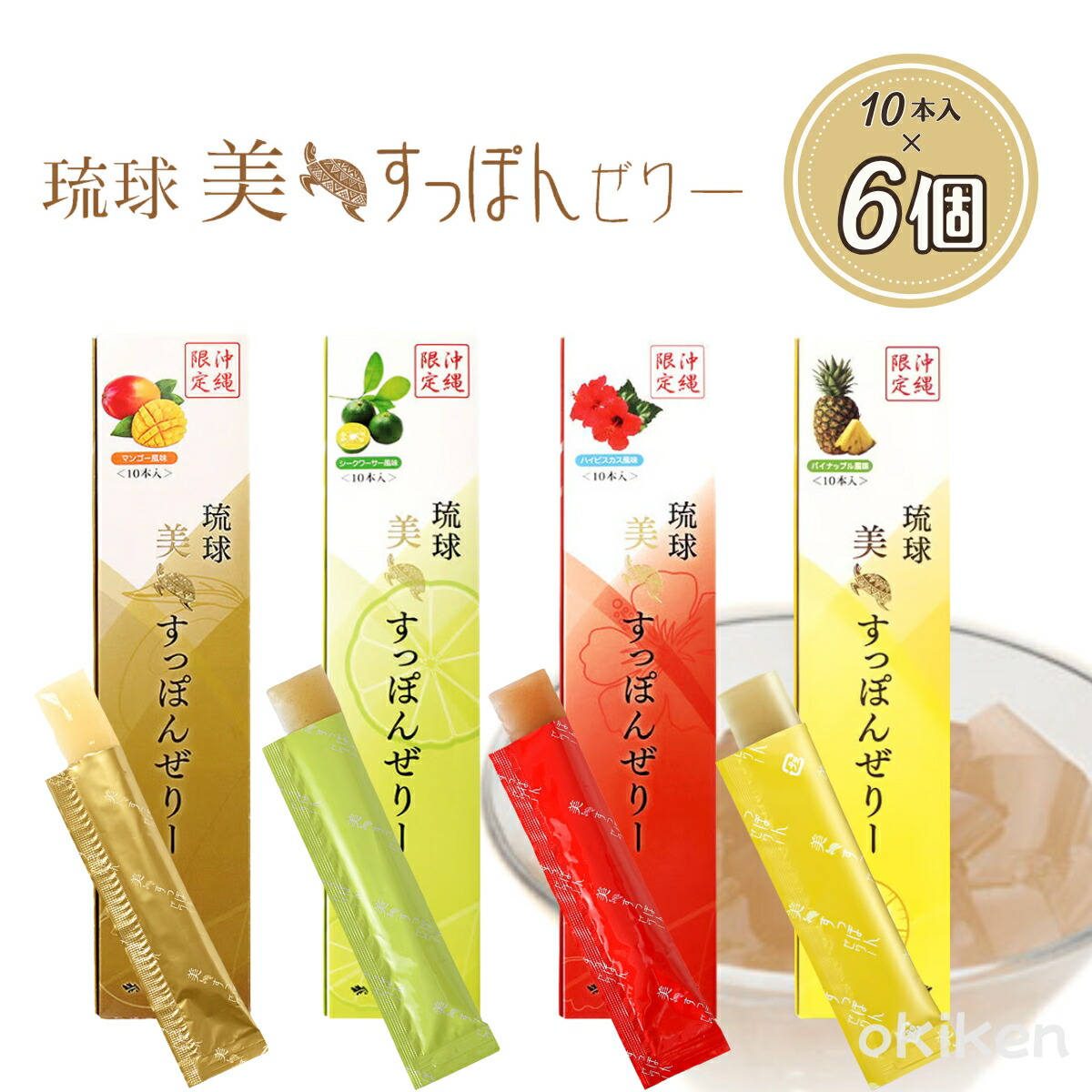 コラーゲンゼリー コラーゲンサプリ 琉球 美 すっぽんぜりー 10本入×6個セット マンゴー風味 シークワーサー風味 ハイビスカス風味 パイナップル風味 沖縄限定 スティックタイプゼリー 低カロリー すっぽん コラーゲン 健康食品 送料無料 アンフィニプロジェクト