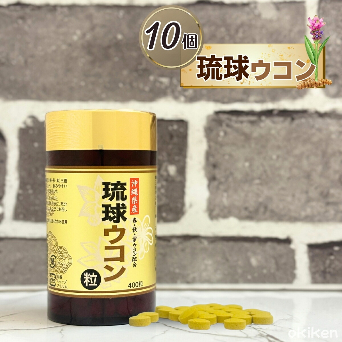 ウコン 健康 サプリメント 粒タイプ 琉球ウコン粒 400粒入り×10個セット 沖縄県産 春ウコン 秋ウコン 紫ウコン 鬱金 うっちん 3種 混合ウコン 沖縄ウコン販売