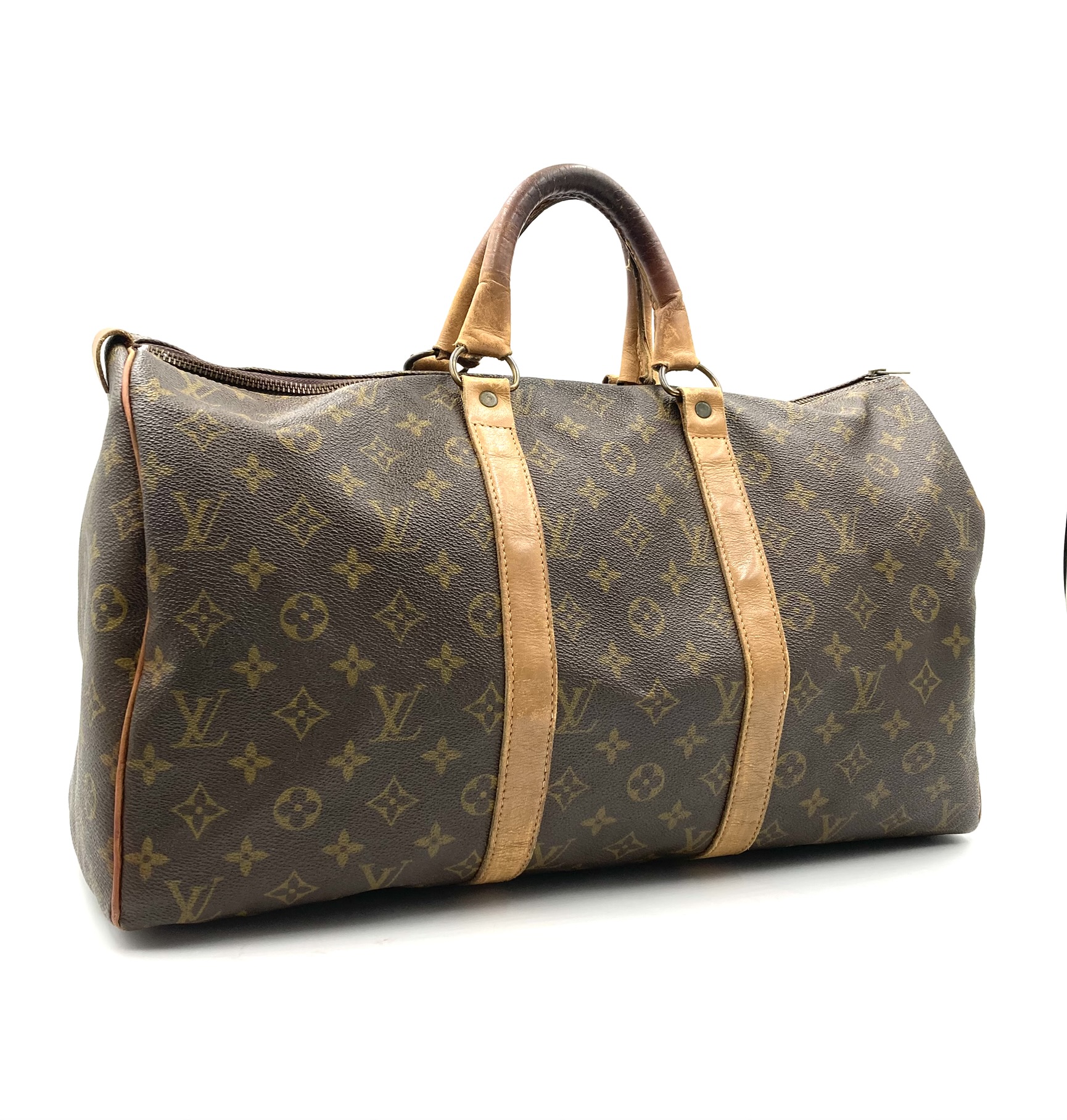 Louis Vuitton ルイヴィトン 御徒面子 中古 キーポル45 ヴィトンバッグ ビトンバッグ 序列付けるBC USA モノグラム Lv bag ルイヴィトンバッグ レディース メンズ 2手持ち部分 ボストンバッグ ヴィンテージ 旅する御徒面子 好いたらしい PVC なめし革 赤銅色 北米制限事項 紙下げ札 80年月日 ブランド名