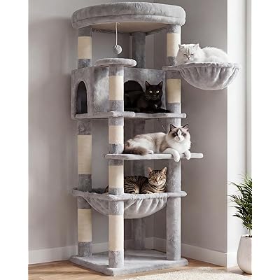 キャットタワー 据え置き コーナー型 大型猫対応 135cm 省スペース ハ 多頭飼い対応 猫タワー｜SORA WALK店
