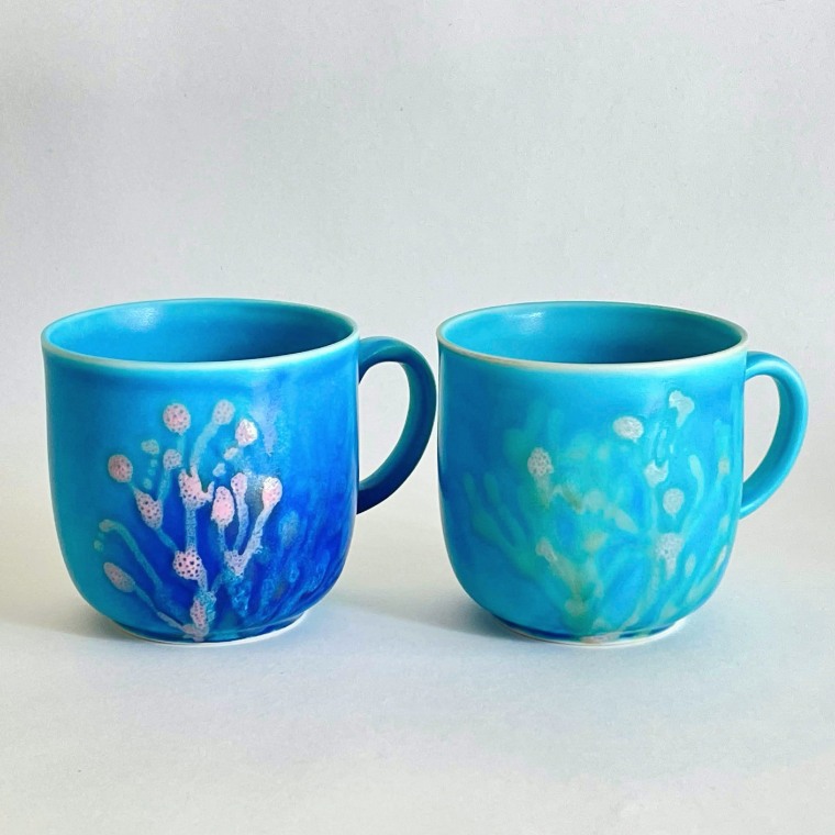 【うるま陶器】フラット 大皿 プレート 沖縄　やちむん 23cm 2枚セット やちむん プレート 2枚セット うるま陶器】フラット 大皿 プレート