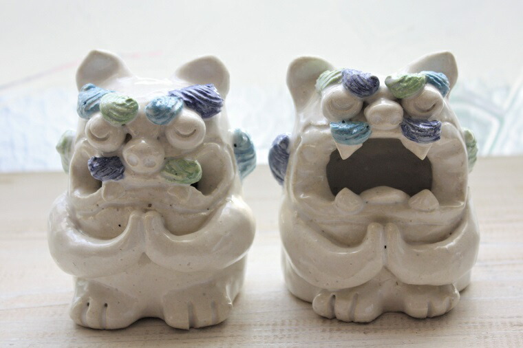 楽天市場】シーサー 置物 玄関 販売 クリーム色 s-81 新築祝い 開店