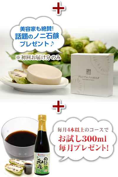 定期購入/毎月『のに元気』720ml×4本【送料無料】毎月300ml×1本特典付♪ノニ部門《1位～5位》独占!+11部門で《1位》続けられるノニジュース沖縄産100％完熟ノニ原液今なら《当店最安値》初回お届け時に《プレミアムノニSOAP》プレゼント!