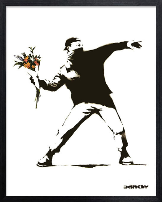 肉筆油絵F20号『非爆弾(花束)を投げる民兵』/Banksy/模写 肉筆油絵F20号『非爆弾(花束)を投げる民兵』/Banksy/模写 肉筆