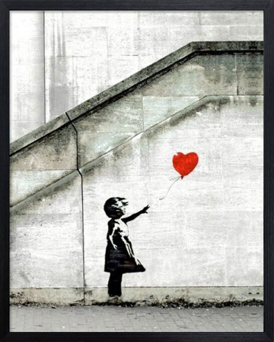 バンクシー Banksy Red Balloon 額 美術ひな形【貨物輸送無料】「Girl with Balloon」（軽気球とうしろ帯）