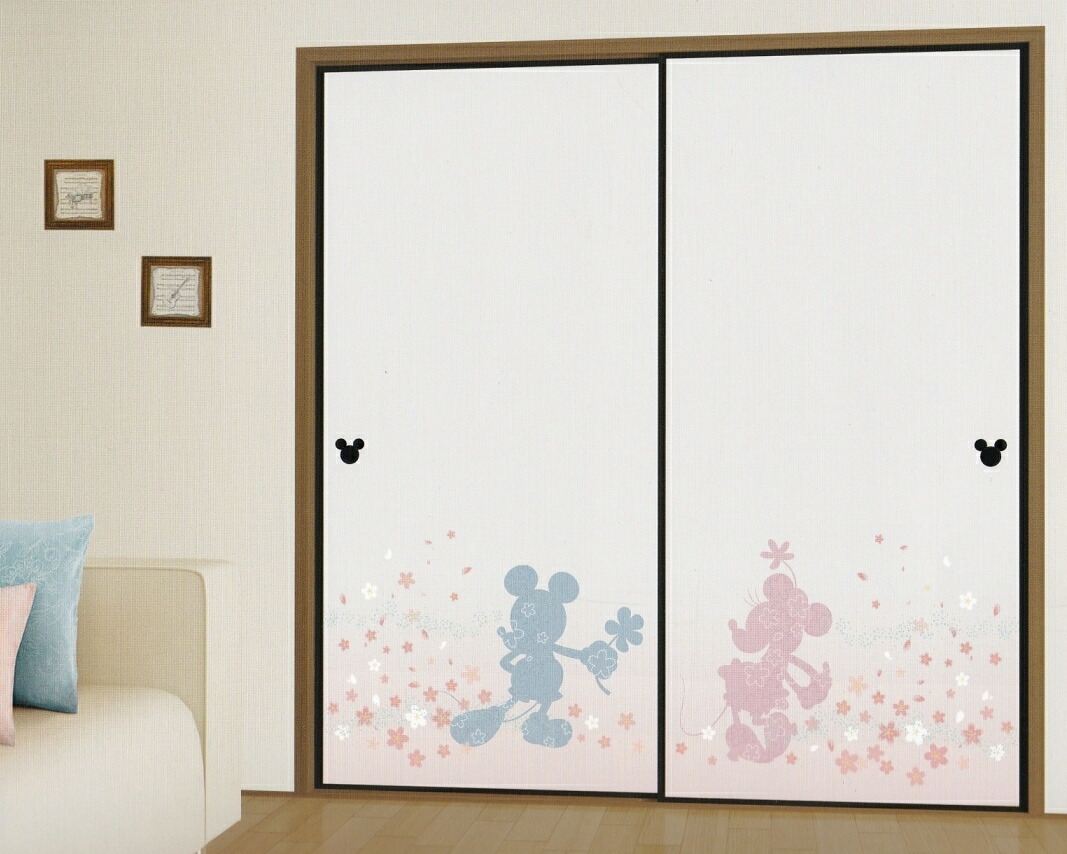 【 送料無料 】ミッキーとミニーのふすま紙751 ディズニー ふすま紙 ２枚１組 96ｃｍ×2ｍ3ｃｍ 廃番 激レア ふすま紙 かわいい　和風 洋風 ふすま張替え DIY ミッキー ミニー 襖張替