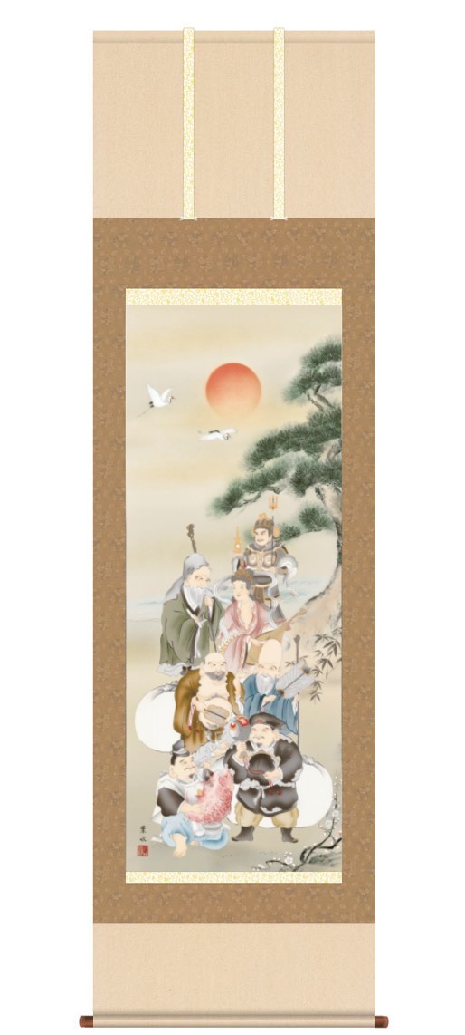 楽天市場】掛け軸 七福神 尺五サイズ（54.5×190センチ）化粧箱(紙箱