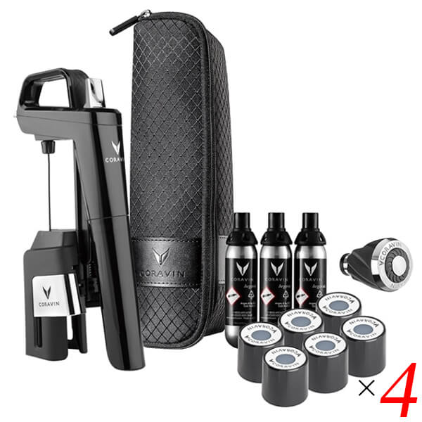 CORAVIN コラヴァン Timeless 青写真6+ 洋琴黒いこと 4個仕掛ける ぶどう酒保護すること取り合わせ 高純度Ar 置き目佩び物