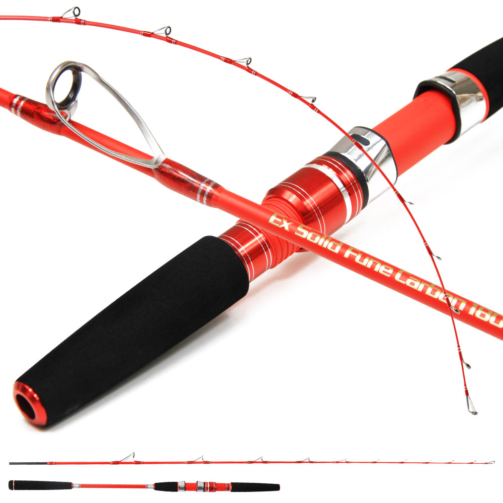 大物用　船竿 青 赤 付け替え可能　2本セット 楽天市場】カーボンソリッドの強みを最大限に引き出した万能船竿