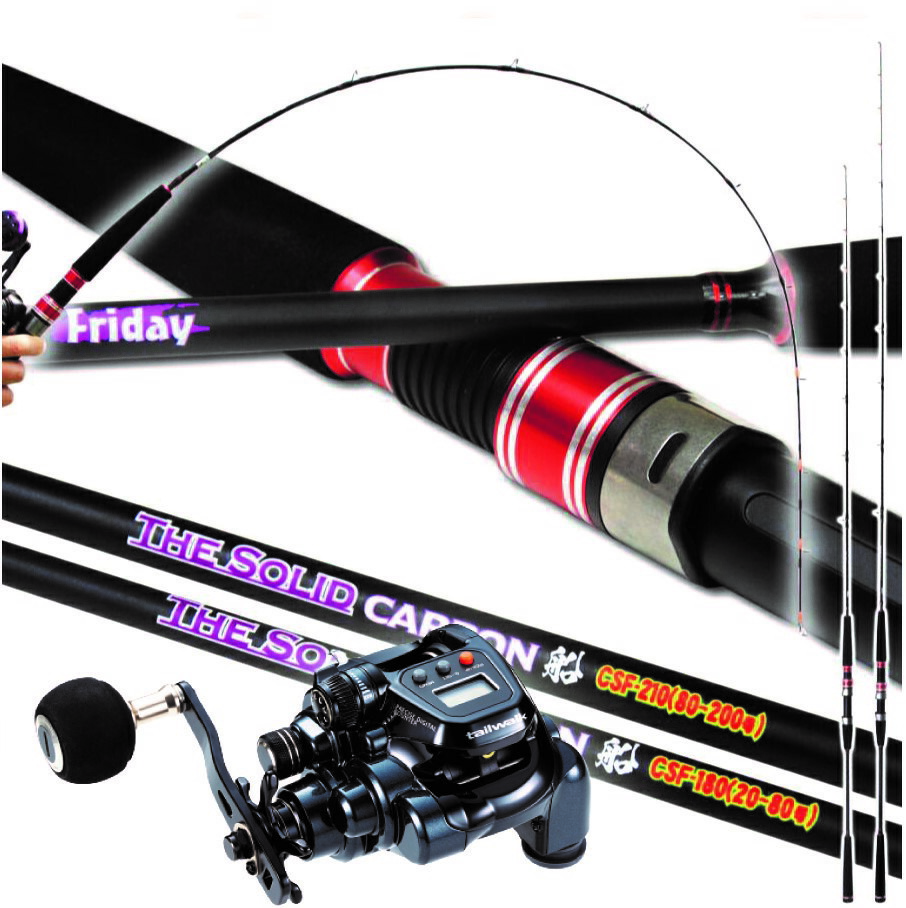 フライデーカーボンソリッド船電動リールセット 180（20-80号）｜ Friday Carbon Solid 船 CSF-180（20-80号）& tail walk 小型電動リール エラン SW DENDO 150PH 船釣り ライトゲーム ライトアジ 青物 甘鯛 泳がせ釣り 青物 電動リール ori-funeset151_1.jpg