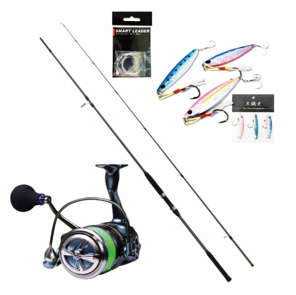 オーシャンバリュー ショアジギング充実セット オーシャンバリュー ショアジギング ＆ YOSHIKI XE5000 PE3号付 ＆ リーダー ＆ ジグ三銃士40g (oceanvalue-set019)｜おり釣具 ショアジギング シーバス ハマチ イナダ 青物 ライトゲーム タチウオ 根魚 ハタ サゴシ画像