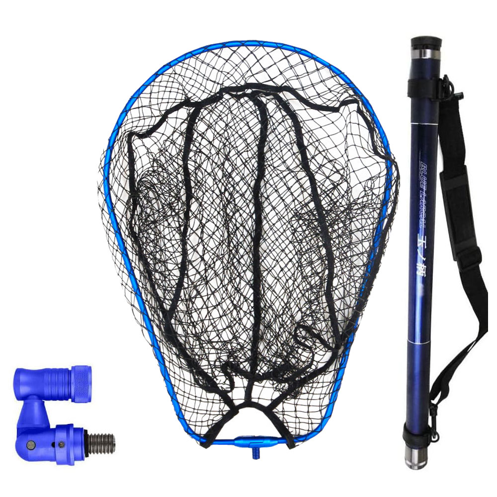 送料無料 ランディング 3点セット BLUE LARCAL 玉ノ柄500 + ランディングネット L + ジョイント (sip-netset03-l)｜オカッパリ ランディング ネット ランディングネット シーバス スズキ 青物 たも網 タモ 目玉商品