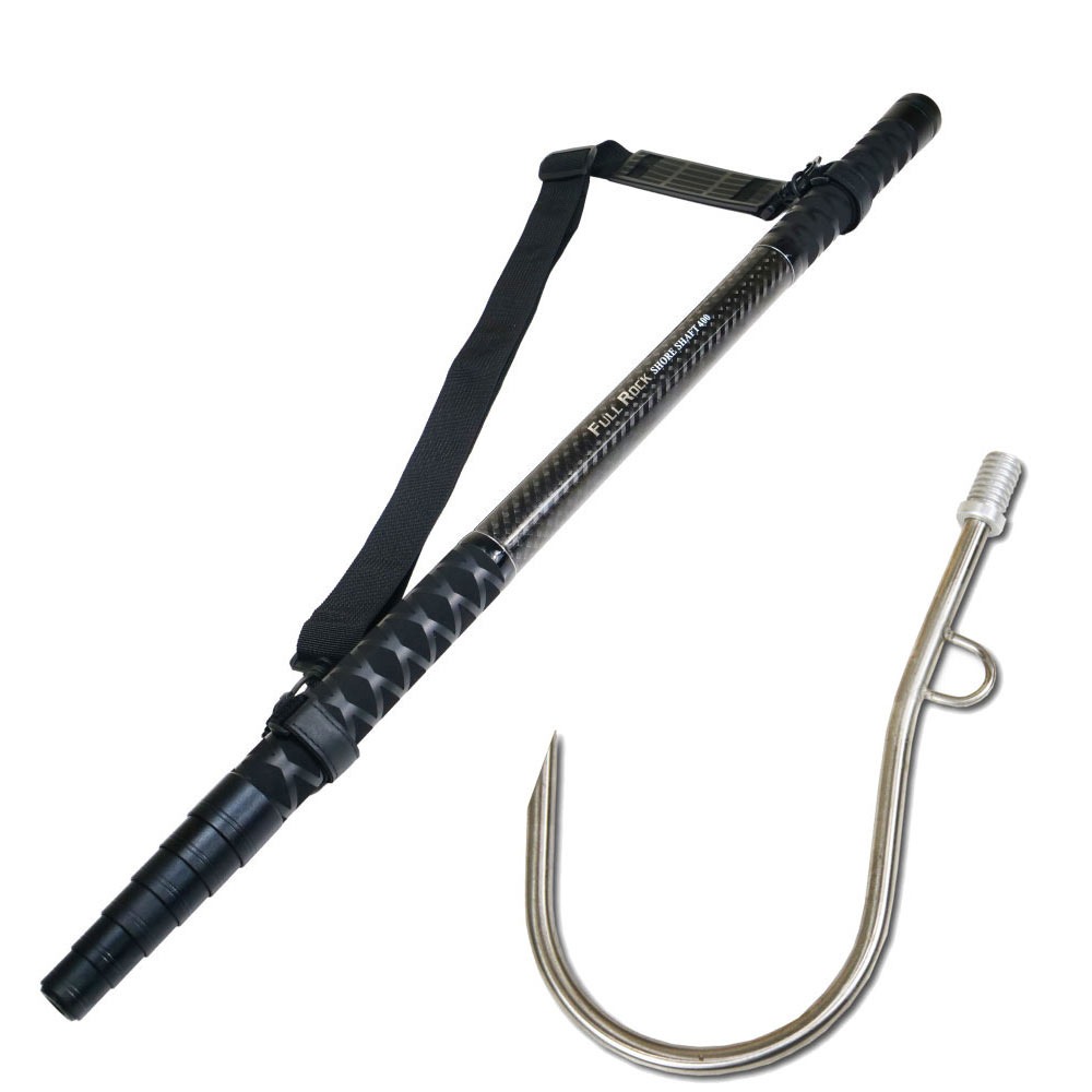 大型魚相応う フルロックシャフト4m ＆ 索条掛け付ギャフ 2点書き割り (gaffset-16)｜矢がら 4m 葉物 ブリ ショアジギング ランディング ギャフ フライングギャフ ヒラマサ カンパチ ロックショア 沖磯 ランディングネット 玉の柄 つり銭 おり タモ網