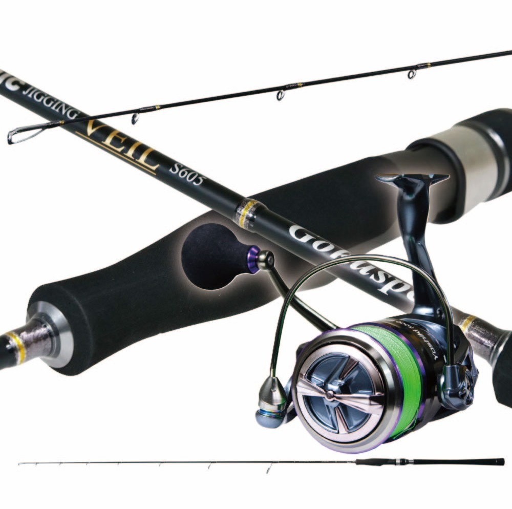 ゴクスペジギングロッドVEILセット ゴクダイナミック JIGGING VEIL S605＆YOSHIKI XE5000 3号200m付 (veiljigingset-001)｜ゴクスペ ヴェイル 青物 ブリ ハマチ カンパチ サワラ ヒラマサ おり釣具 ジギング｜沖釣り本舗