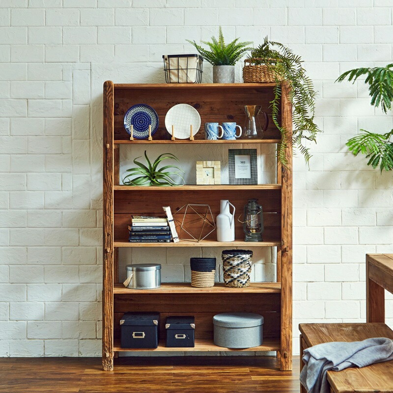 楽天市場】オープンラック 幅106cm 木製 リサイクルパイン 無垢