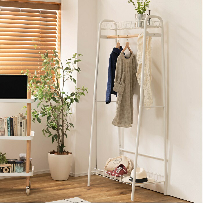 楽天市場】ハンガーラック 棚付き おしゃれ 幅70 高さ170 ホワイト