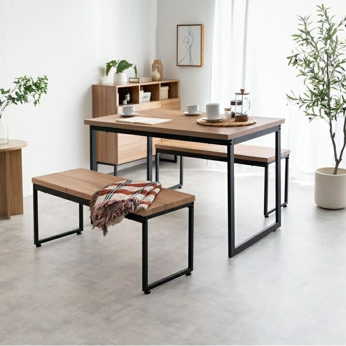 ダイニングテーブルセット ベンチ 3点セット 幅130cm ダイニングテーブル ダイニングベンチ テーブル ベンチ ナチュラル ヴィンテージ おしゃれ｜ＯＫ家具牧場