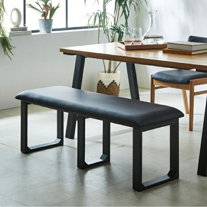 楽天市場】ダイニングベンチ ベンチチェア 3人掛け ブラック 黒 200cm