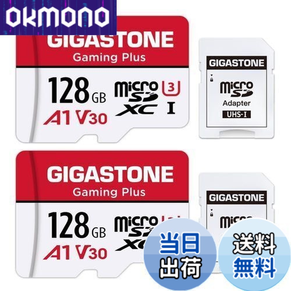 【貨物輸送無料】GIGASTONE マイクロsd歌留多 128GB 2個仕掛ける, SDアダプター2個付 ミニ納める入れもの2個付, 4K UHD画像 100MB/S 弾丸道路 MicroSDXC, UHS-I A1 V30 U3 Class 10