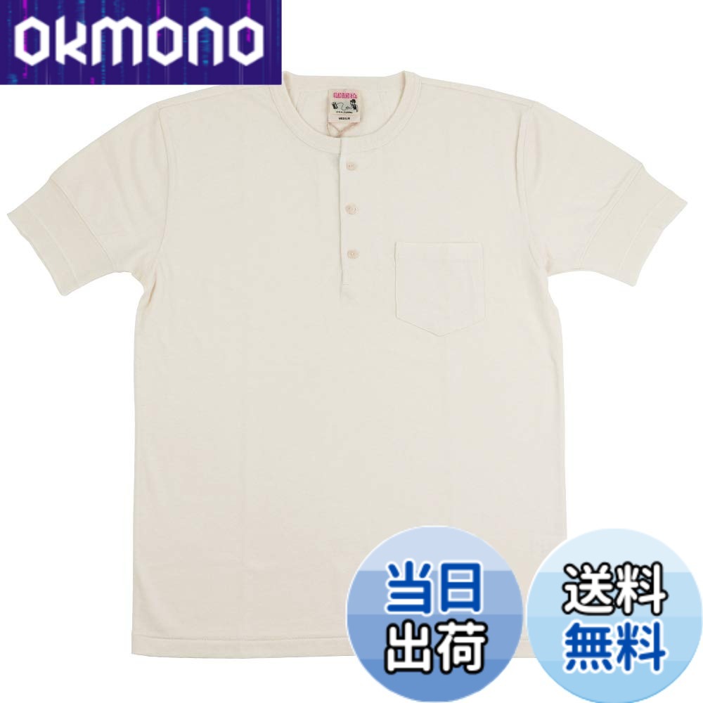 【貨物輸送無料】グラッドハンド 13 ティーシャツ メンズ ヘンリーのど首 隠し 半袖 容器に並べるT 無地 GLADHAND HENRY POCKET S/S T-SHIRTS 色：白いこと、大いさ：L
