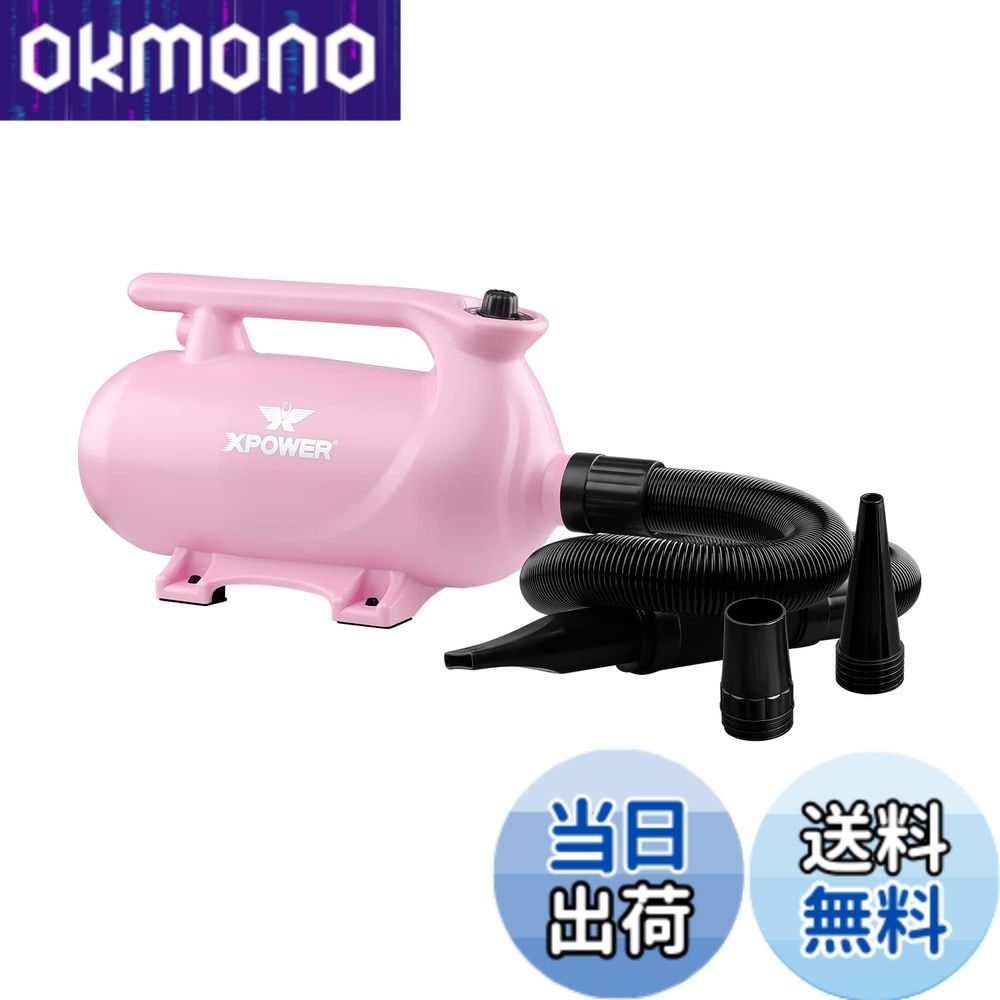 【貨物輸送無料】XPower B-163愛玩動物ドライヤー 低騒々しい音 二度合い調節する能力のあるな熱据え付ける 参のノズル付き添い人 持ちはこぶ用愛玩動物用ドライヤー 3色オプション (さくら色)