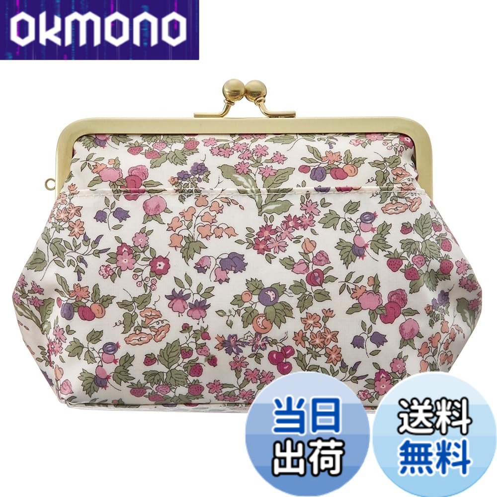 【送料無料】がま口 化粧ポーチ プレミアムリバティプリント ギフトボックス入り ミニポーチ付き 小物入れ 花柄 大容量 大きめ 自立 かわいい おしゃれ 仕切り 日本製 色：ナンシー・アン レッド